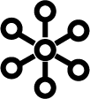 Starburst icon with lines with circles