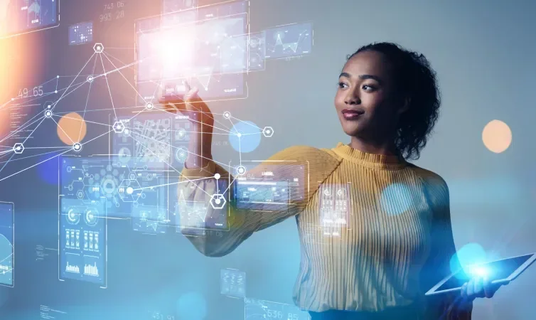 Woman with Digital Interface